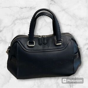 COACH ACE LEATHER SATCHEL - Indigo with silver tone accents. No shoulder strap.